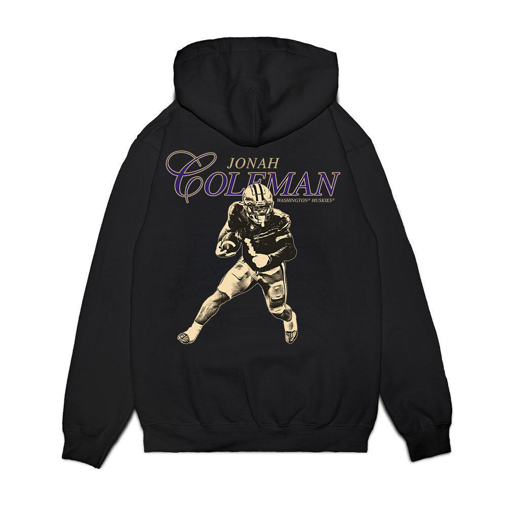 Washington - NCAA Football : Jonah Coleman - Legacy Premium Hooded Sweatshirt-1