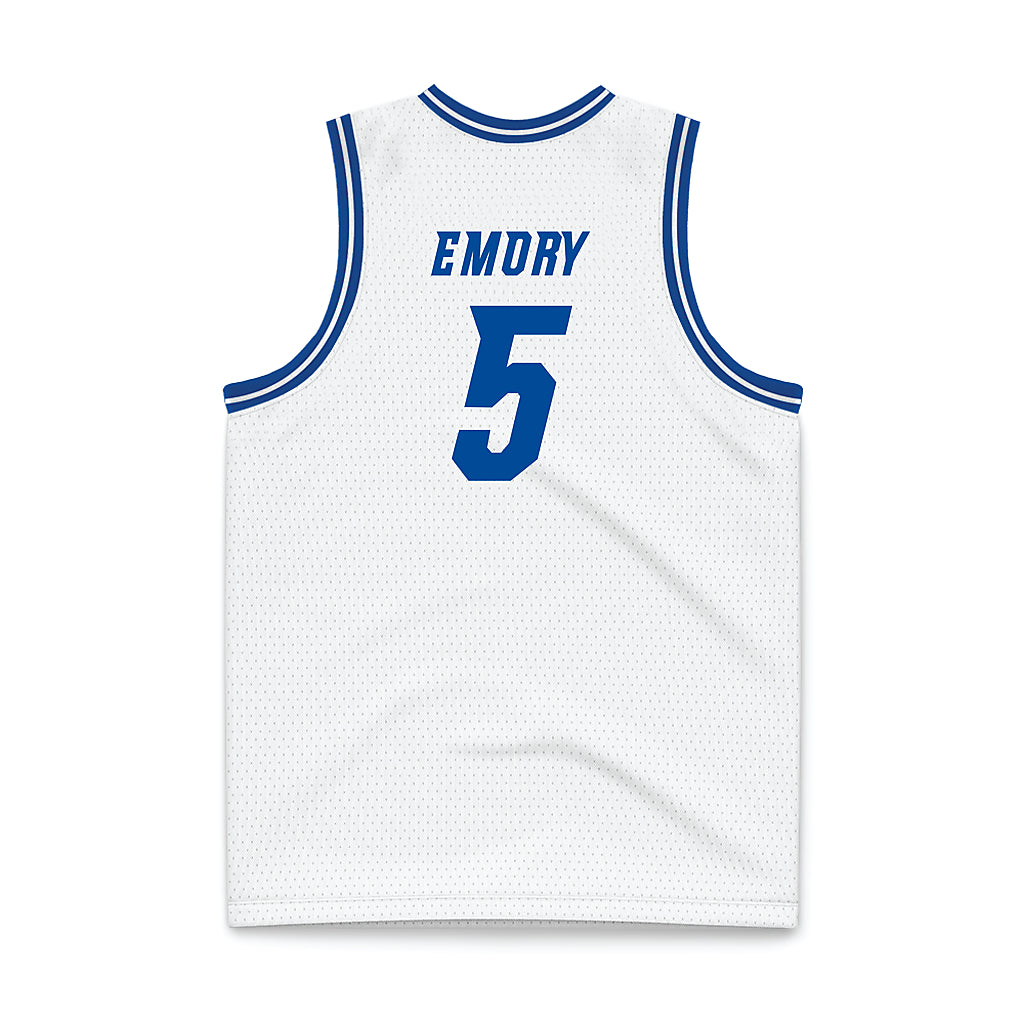 Delaware - NCAA Men's Basketball : Macon Emory - White Basketball Jersey-1