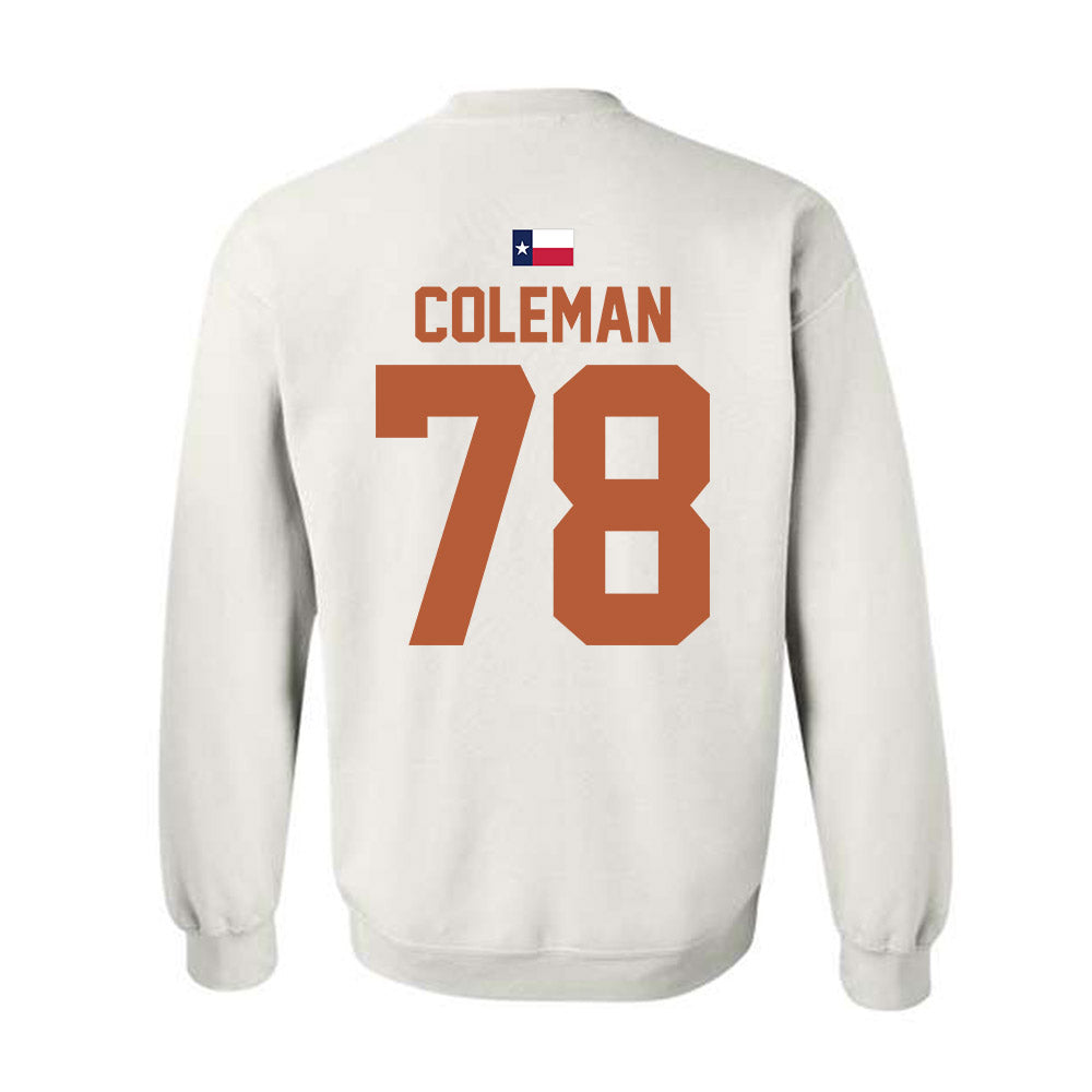 Texas - NCAA Football : Jordan Coleman - Hook 'Em Crewneck Sweatshirt-1