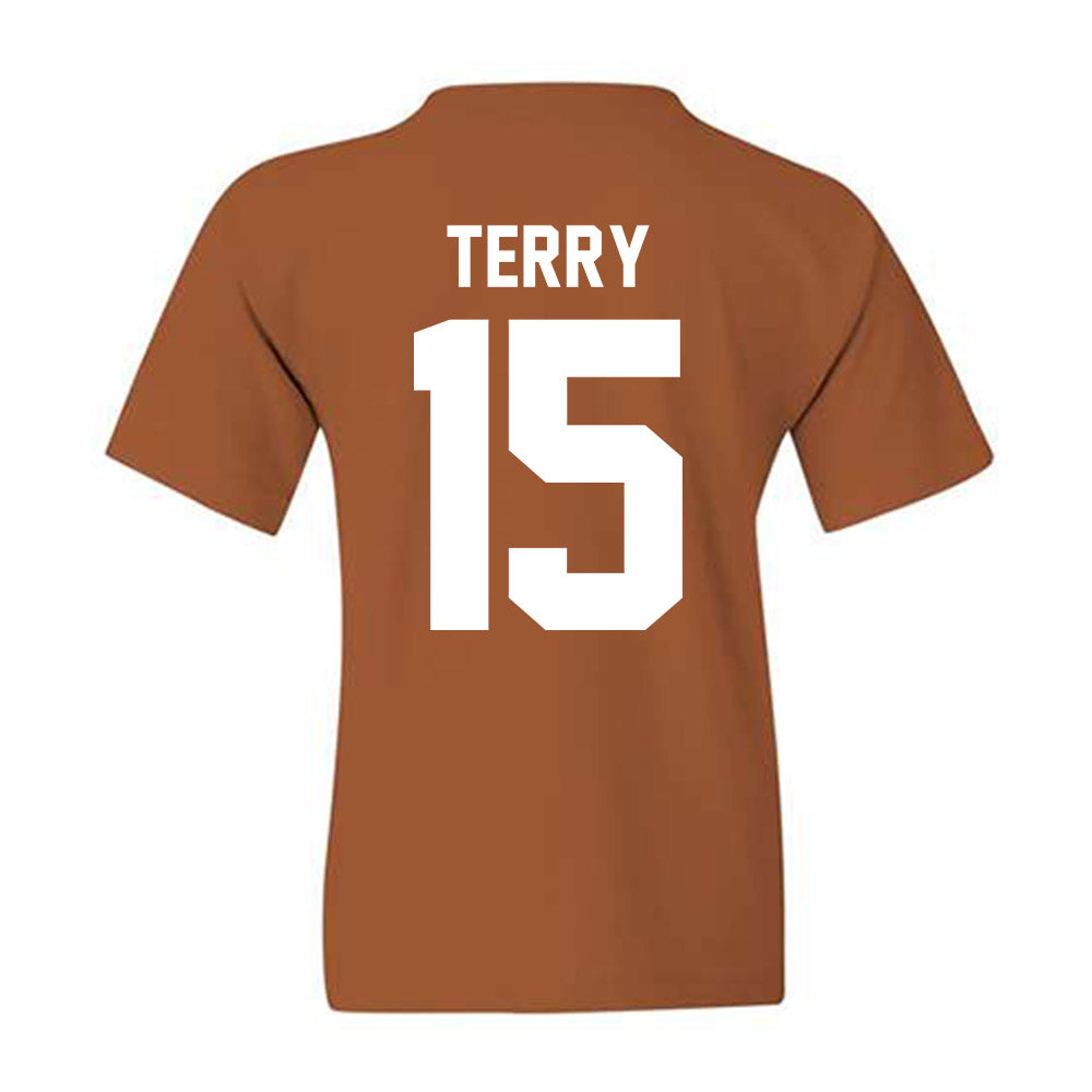 Texas - NCAA Football : Justus Terry - Horns Up! Youth T-Shirt-1