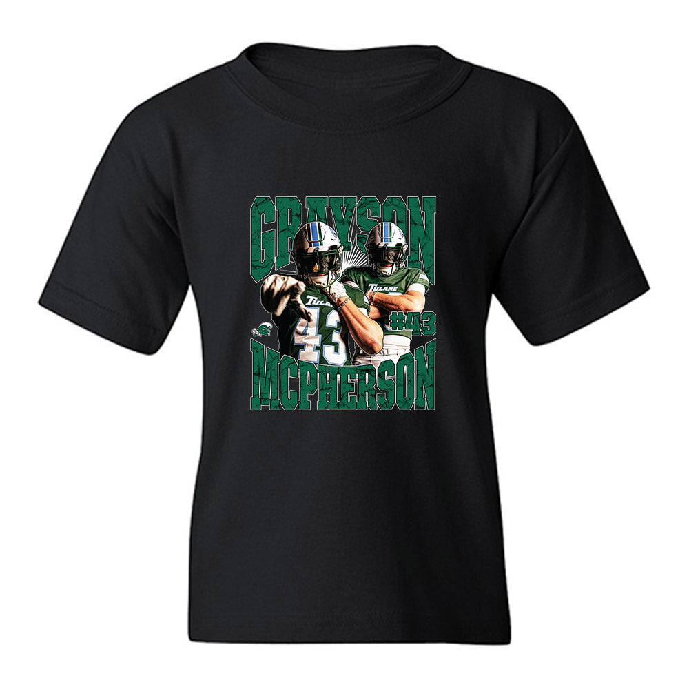 Tulane - NCAA Football : Grayson McPherson - Collage Youth T-Shirt-0