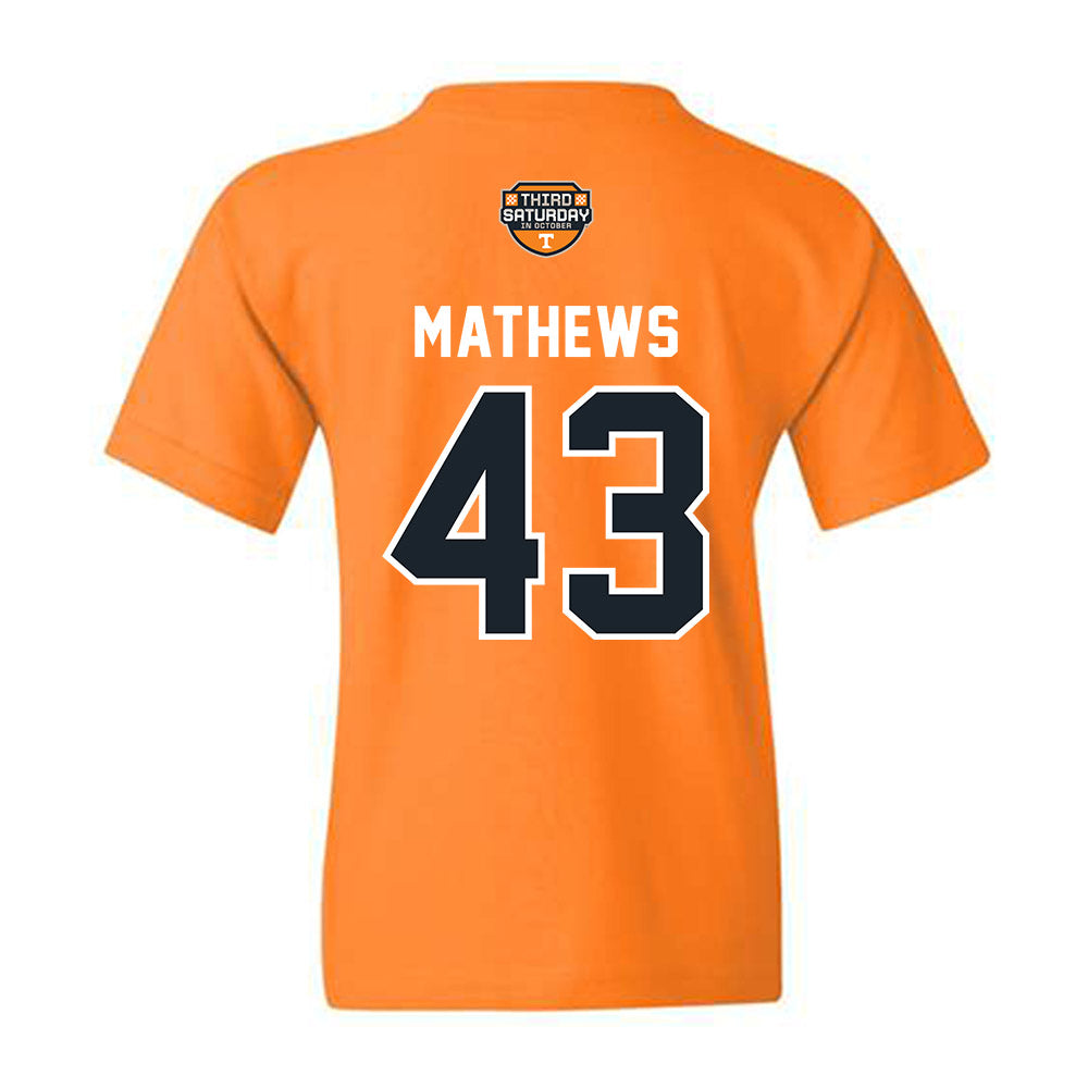 Tennessee - NCAA Football : Jackson Mathews - Third Saturday Orange Youth T-Shirt-1