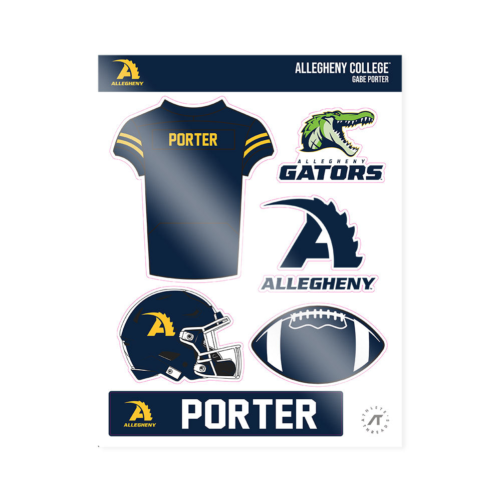 Allegheny - NCAA Football : Gabe Porter - Sticker Sheet-0