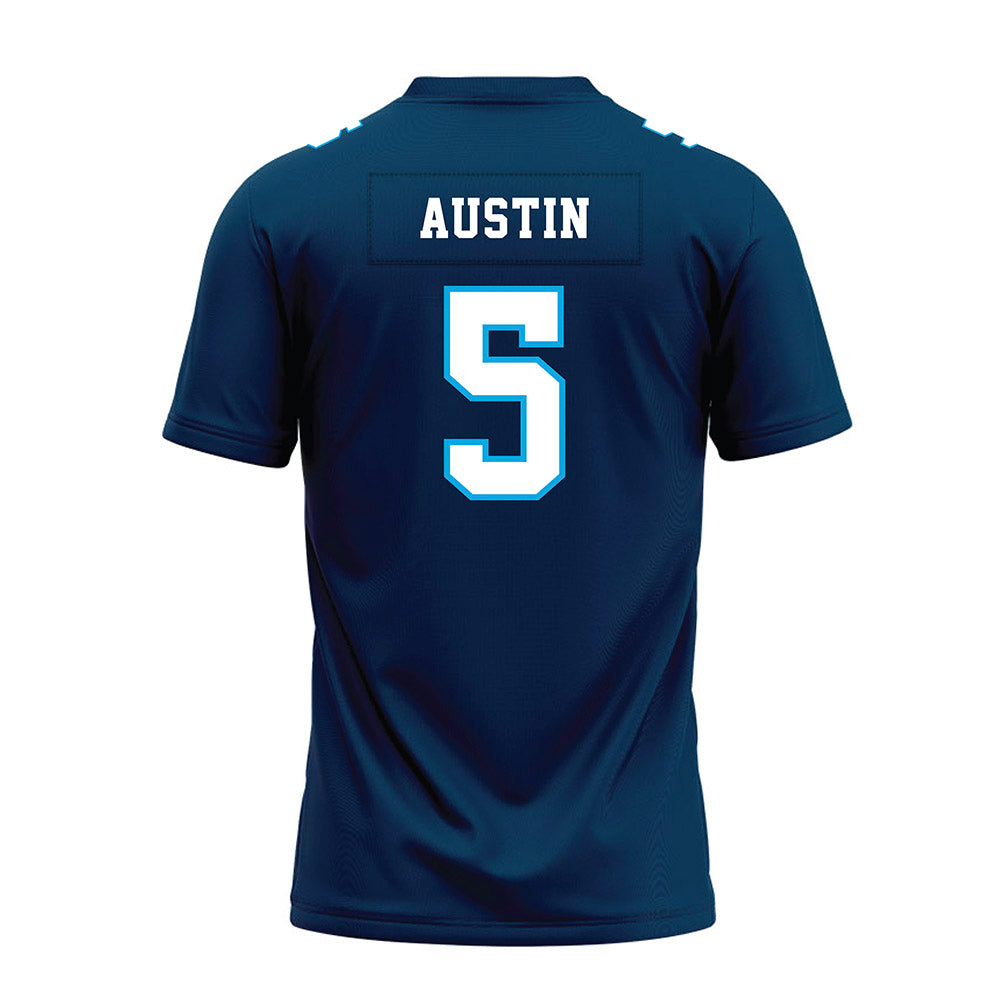 Dakota State - NCAA Football : Alec Austin - Navy Premium Football Jersey-1