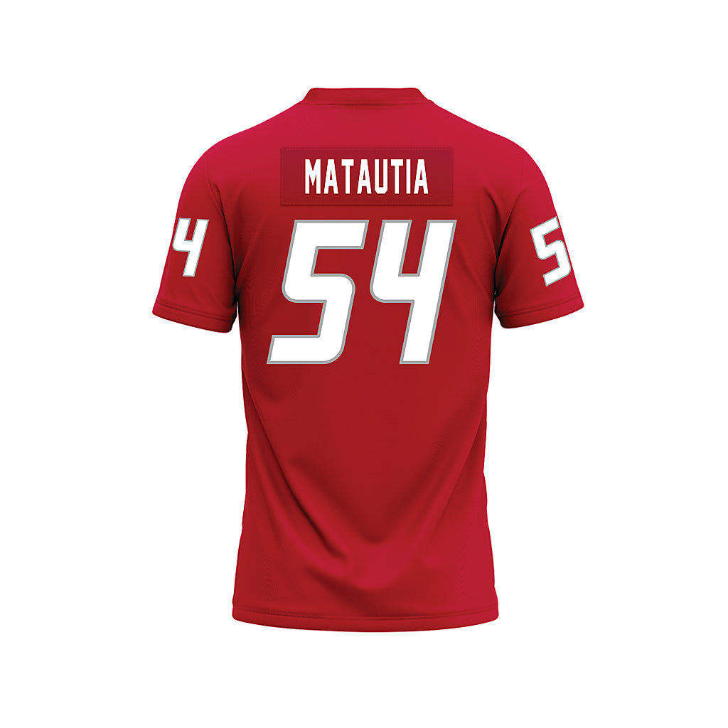New Mexico - NCAA Football : Jojo Matautia - Red Premium Football Jersey-1