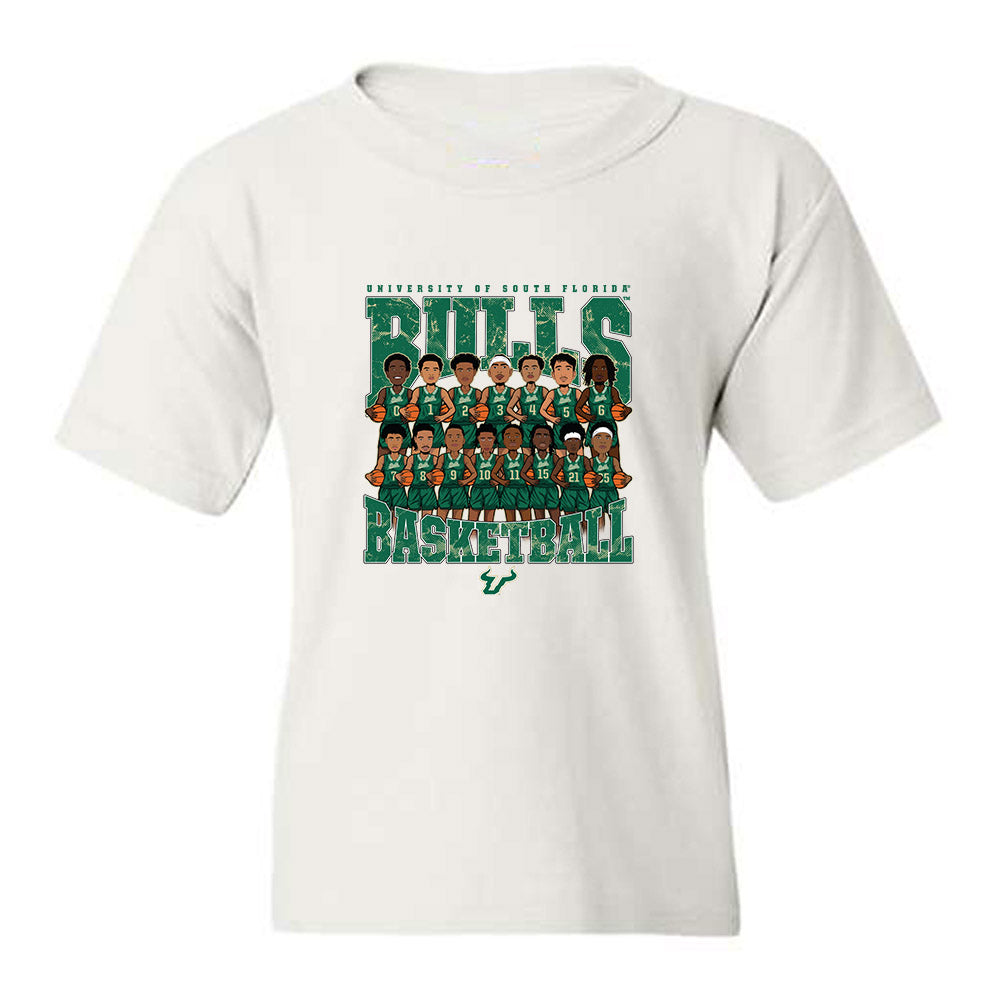 USF - NCAA Men's Basketball : - Team Caricature Youth T-Shirt-0