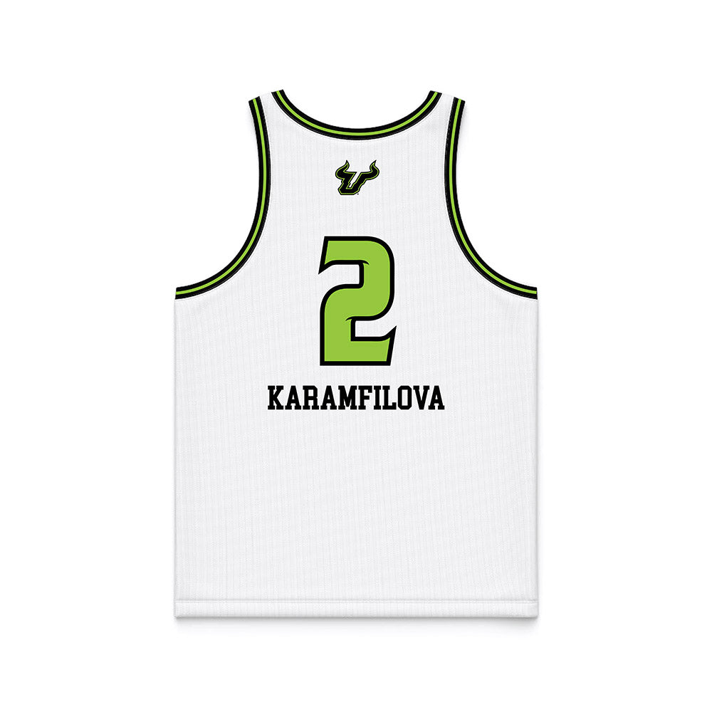 USF - NCAA Women's Basketball : Yana Karamfilova - White Basketball Jersey-1