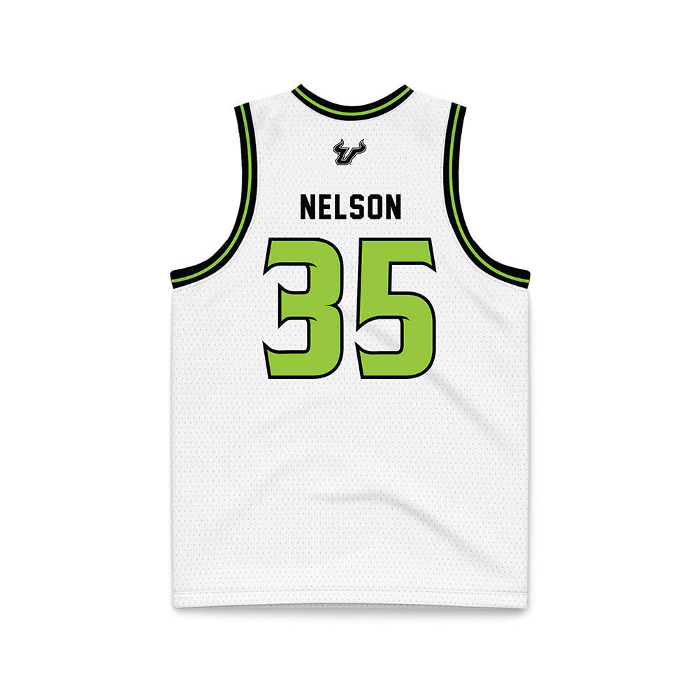 USF - NCAA Men's Basketball : Izaiyah Nelson - White Basketball Jersey-1