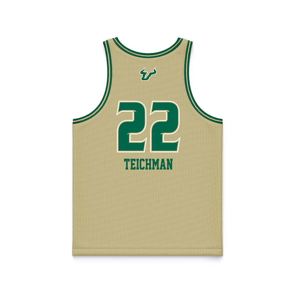 USF - NCAA Women's Basketball : Lee Teichman - Gold Basketball Jersey-1