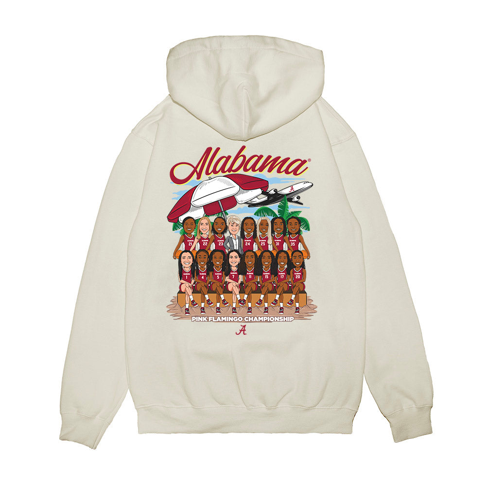 Alabama - NCAA Women's Basketball : - Pink Flamingo Championship Team Caricature Premium Hooded Sweatshirt-1