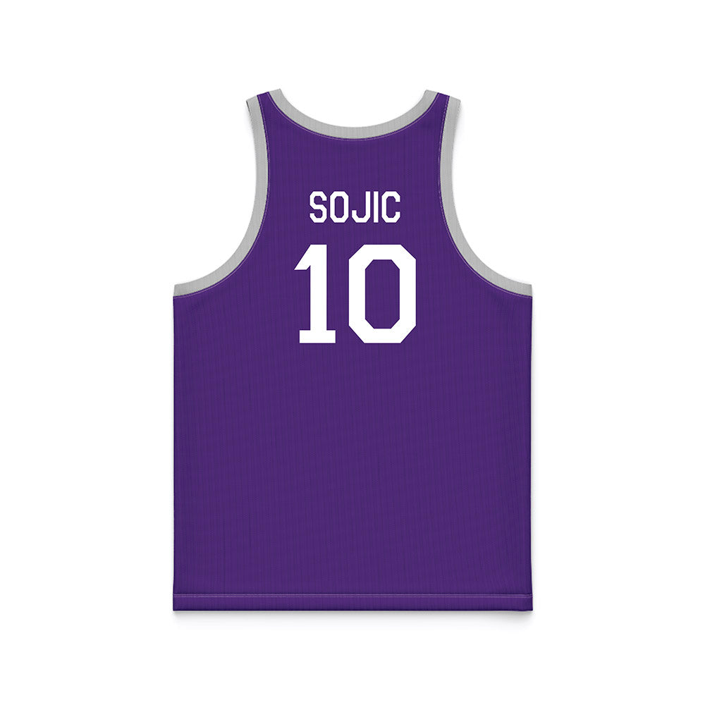TCU - NCAA Men's Basketball : Milos Sojic - Purple Hardwood Basketball Jersey-1