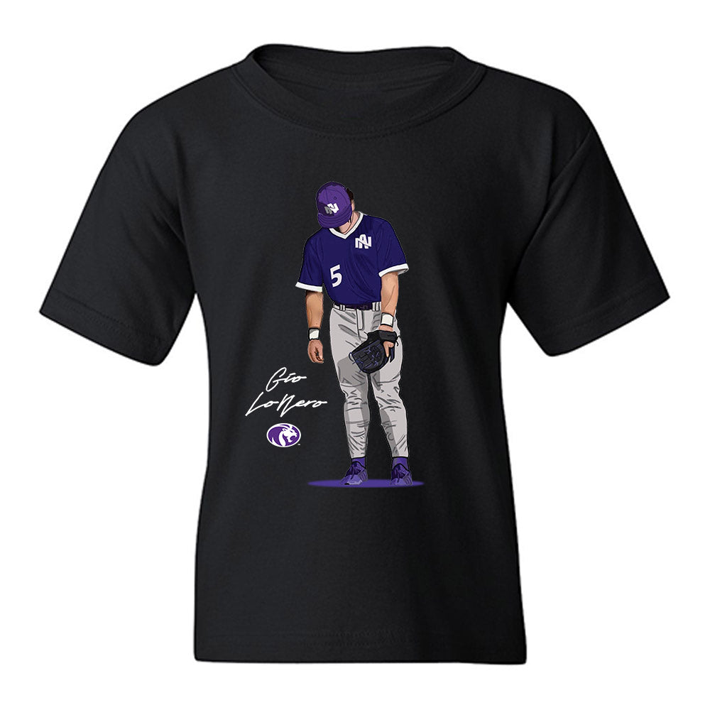 North Alabama - NCAA Baseball : Gio LoNero - Caricature Youth T-Shirt-0