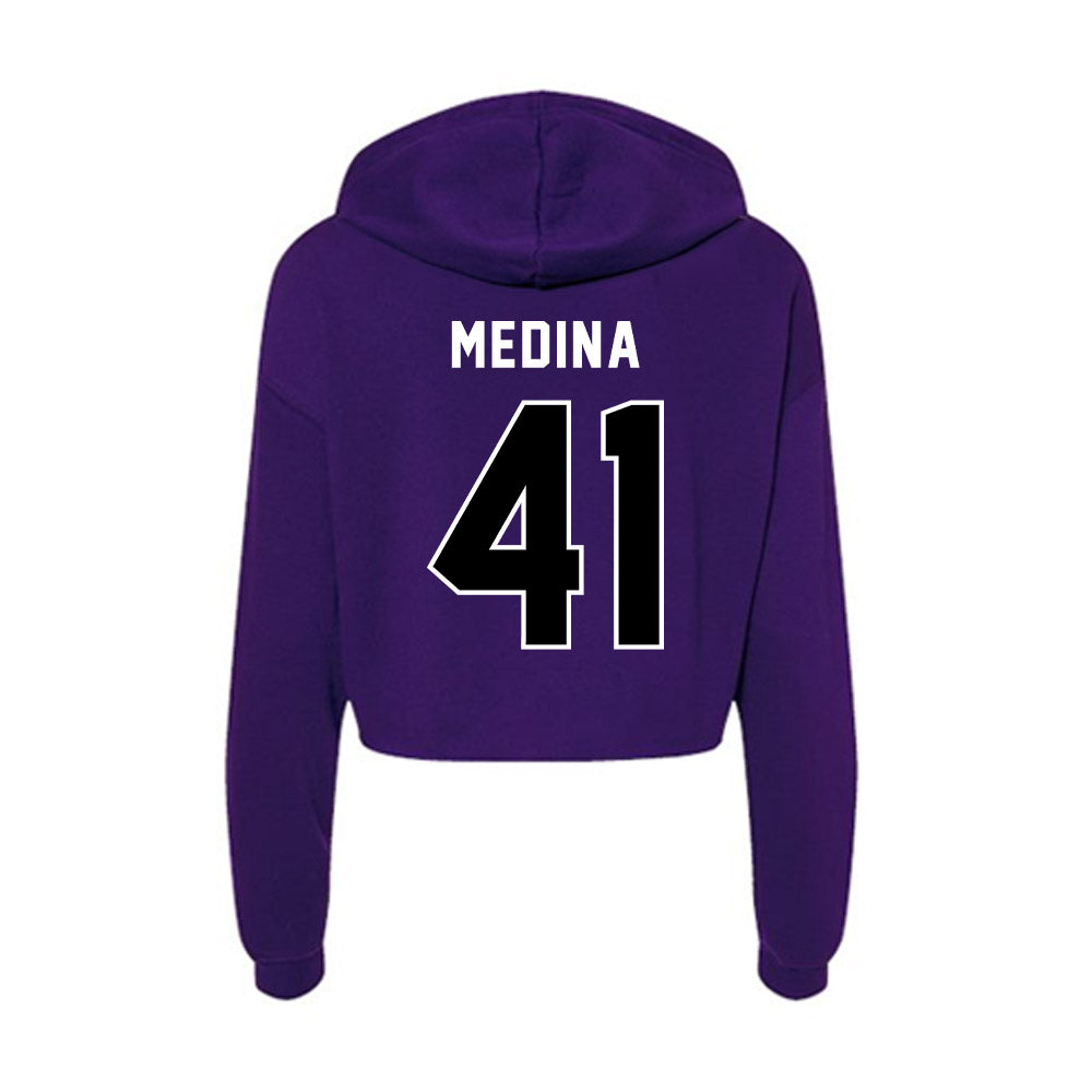 CCNY - NCAA Baseball : Justin Medina - Women's Crop Fleece Hoodie-1