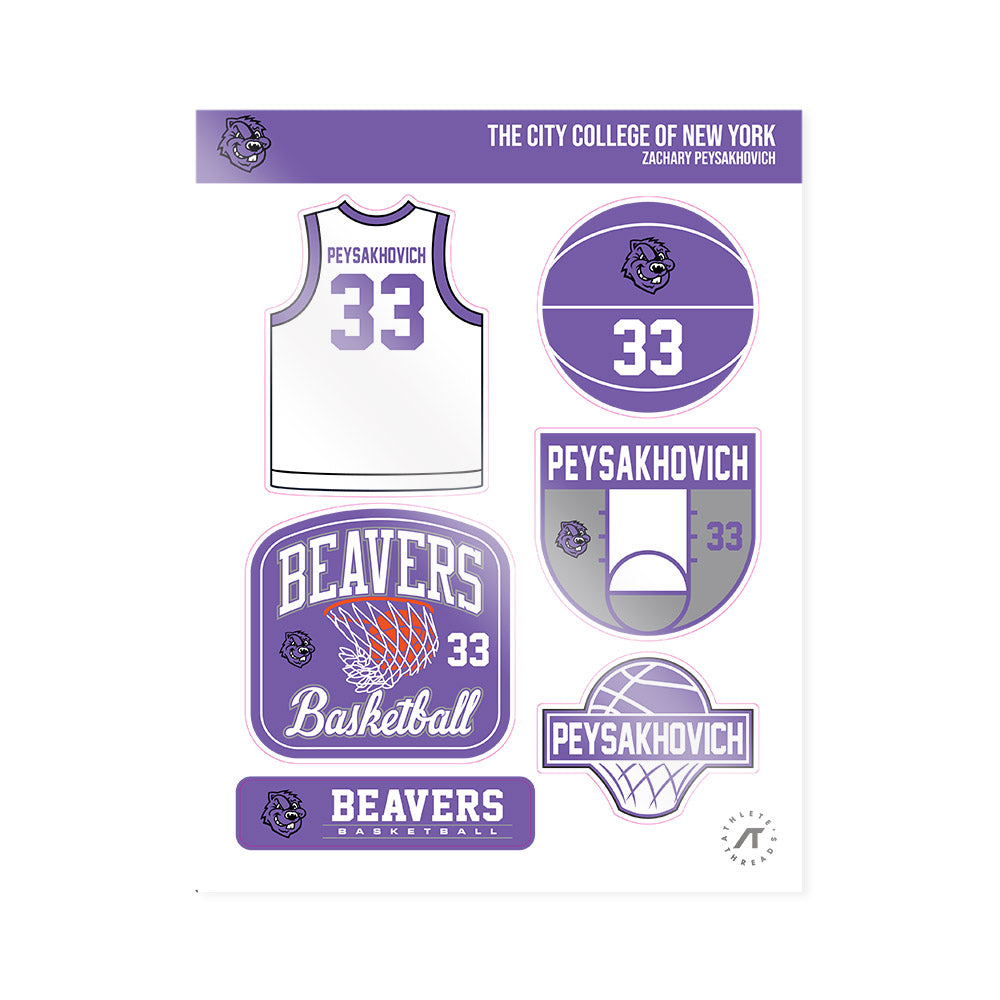 CCNY - NCAA Men's Basketball : Zachary Peysakhovich - Sticker Sheet-0