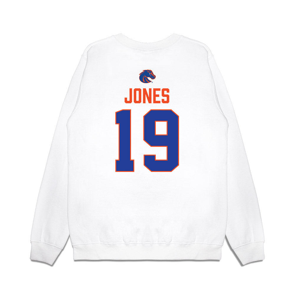 Boise State - NCAA Football : Rasean Jones - 3-Peat Conference Champs Premium Crewneck Sweatshirt-1