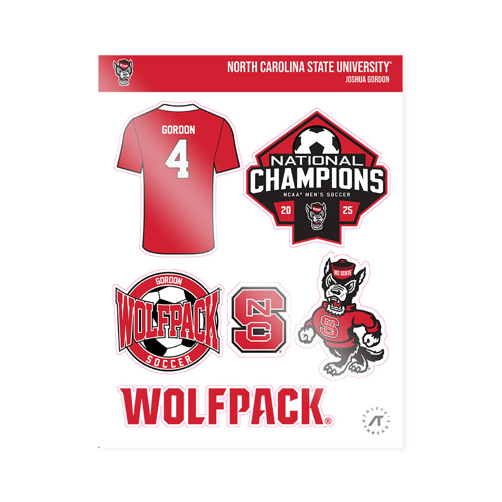 NC State - NCAA Men's Soccer : Joshua Gordon - NCAA® National Champs Sticker Sheet-0