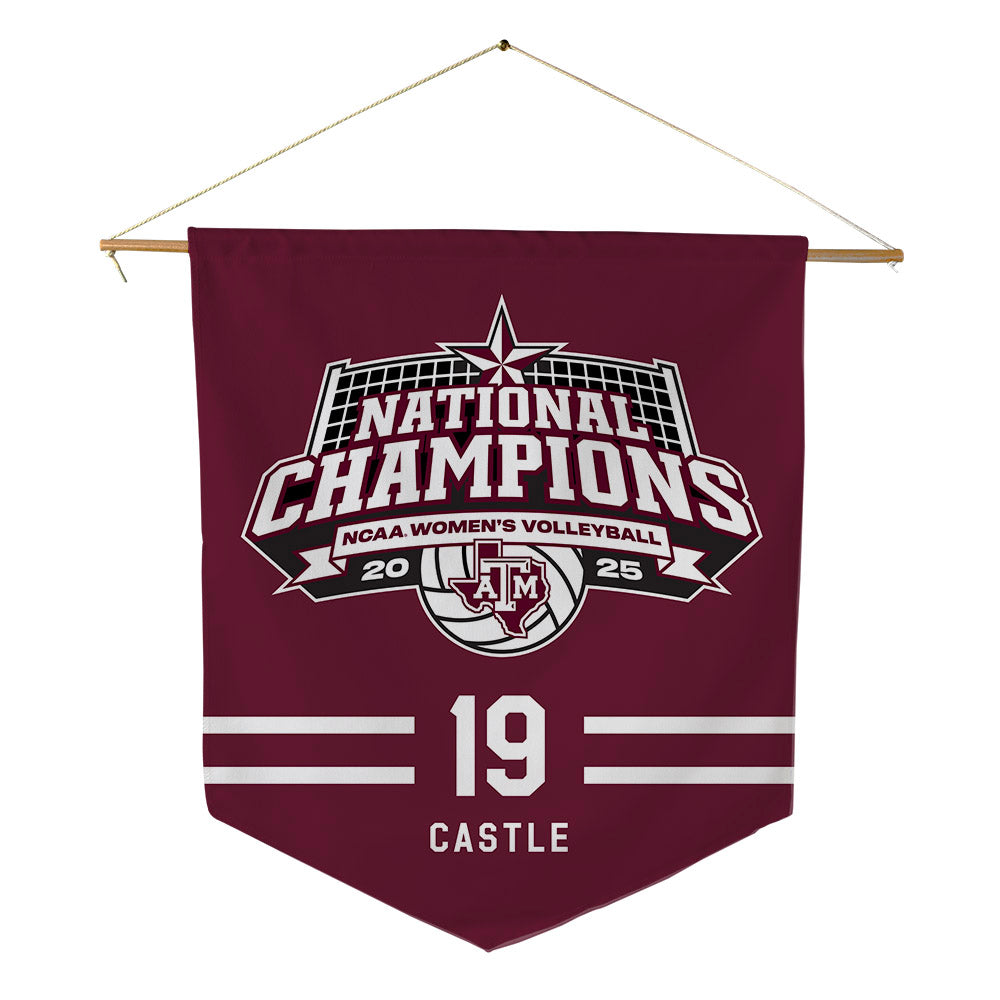 Texas A&M - NCAA Women's Volleyball : Kaia Castle - NCAA® National Champions Pennant - 18" x 21"-0