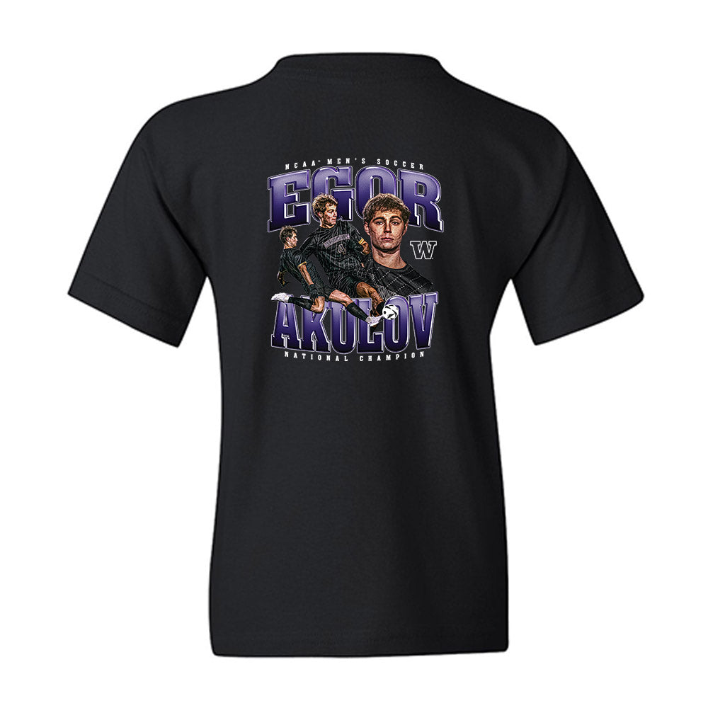 Washington - NCAA Men's Soccer : Egor Akulov - National Champs Youth T-Shirt-1