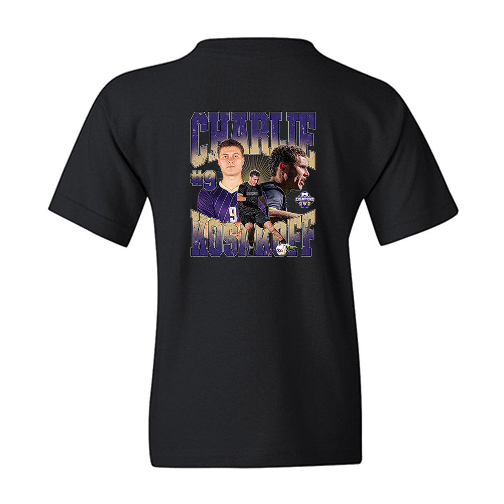 Washington - NCAA Men's Soccer : Charlie Kosakoff - National Champs Youth T-Shirt-1