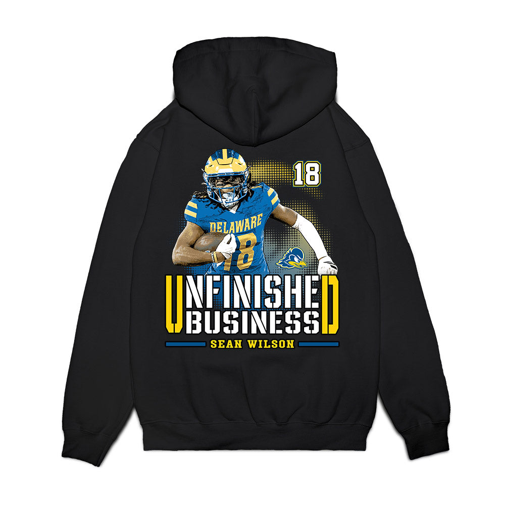Delaware - NCAA Football : Sean Wilson - Unfinished Business Premium Hooded Sweatshirt-1