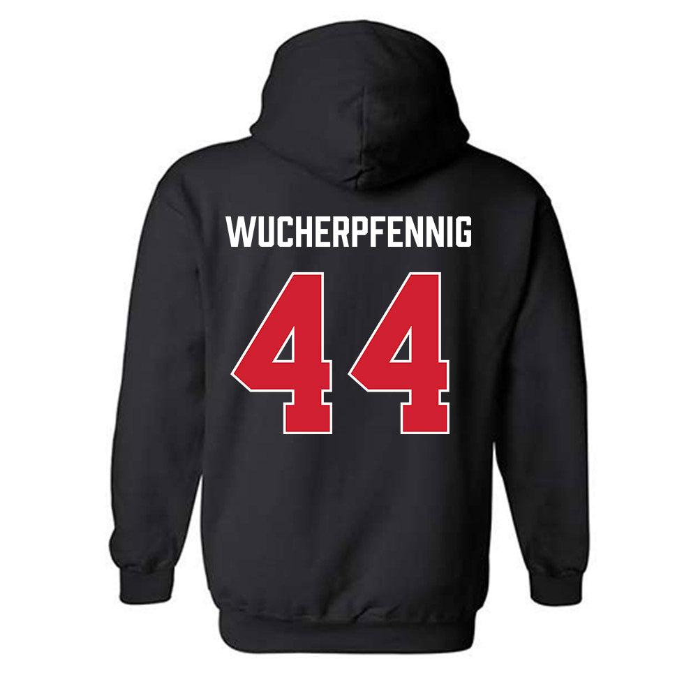 Fairfield - NCAA Men's Basketball : Declan Wucherpfennig - Vintage Shersey Hooded Sweatshirt-1