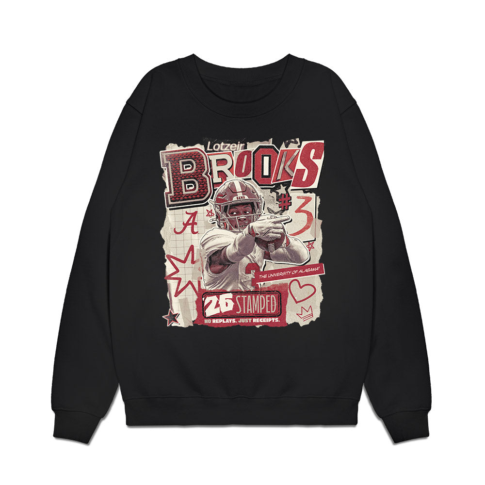 Alabama - NCAA Football : Lotzeir Brooks - 25 season moments Premium Crewneck Sweatshirt-0