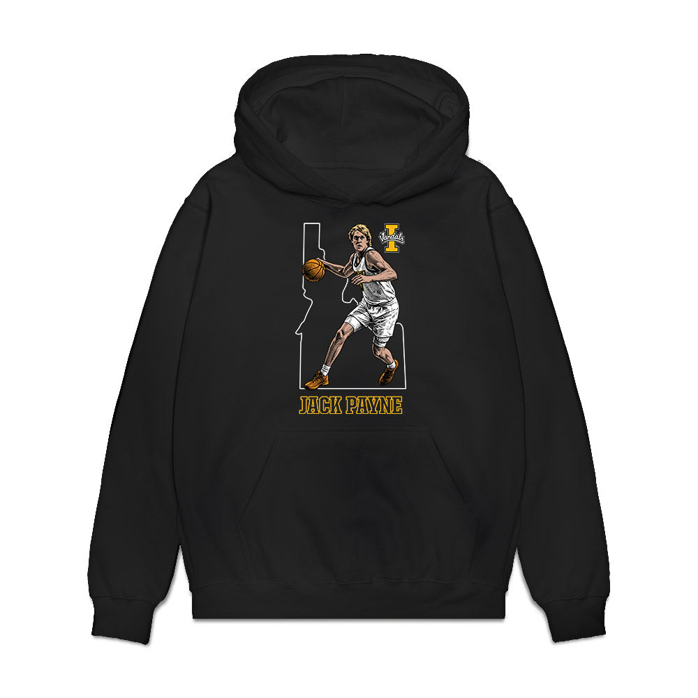 Idaho - NCAA Men's Basketball : Jack Payne - Caricature Premium Hooded Sweatshirt-0