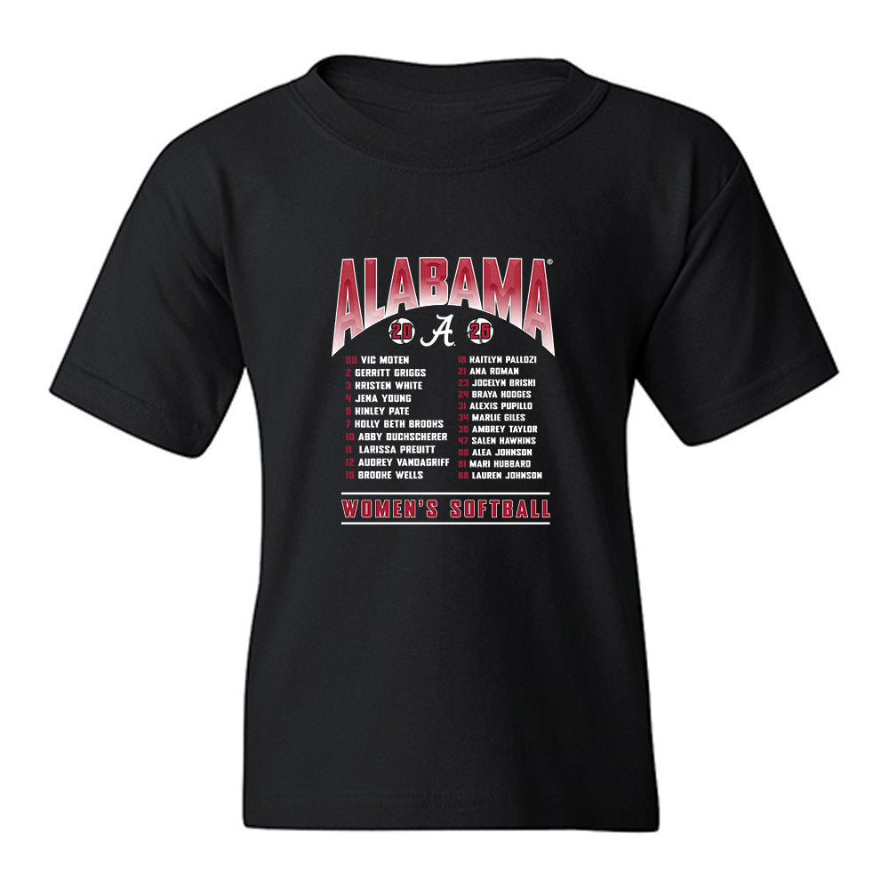 Alabama - NCAA Softball : - Roster List Youth T-Shirt-0