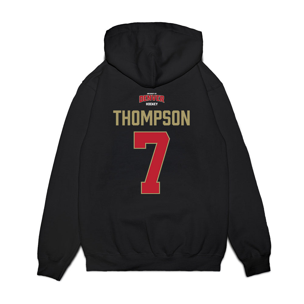DU - NCAA Men's Ice Hockey : Aidan Thompson - Vintage Hockey Premium Hooded Sweatshirt-1