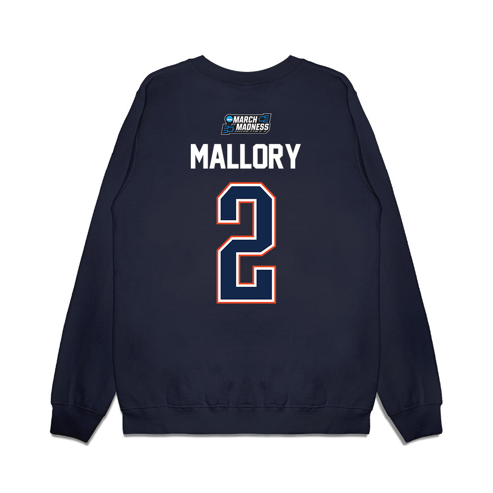 Virginia - NCAA Men's Basketball : Chance Mallory - NCAA® March Madness® 2026 Premium Crewneck Sweatshirt-1