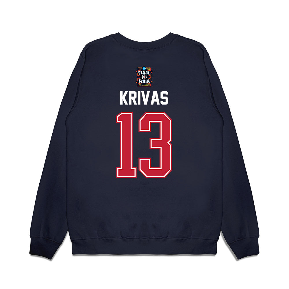 Arizona - NCAA Men's Basketball : Motiejus Krivas - Final Four NCAA® March Madness® 2026 Premium Crewneck Sweatshirt-1