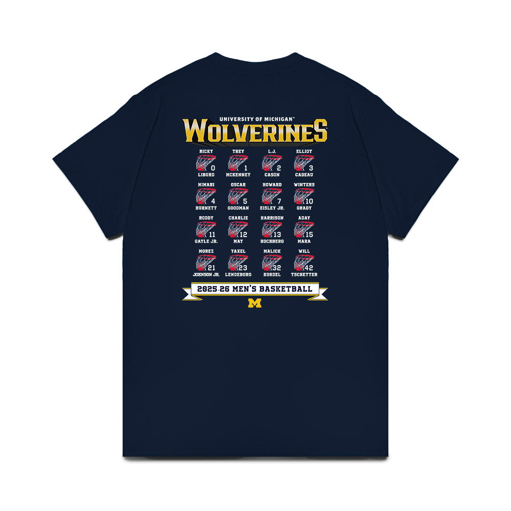 Michigan - NCAA Men's Basketball : - Roster Comfort Colors T-Shirt-1