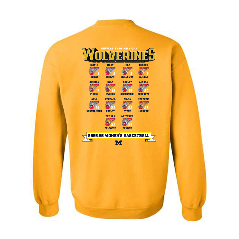 Michigan - NCAA Women's Basketball : - Roster Crewneck Sweatshirt-1