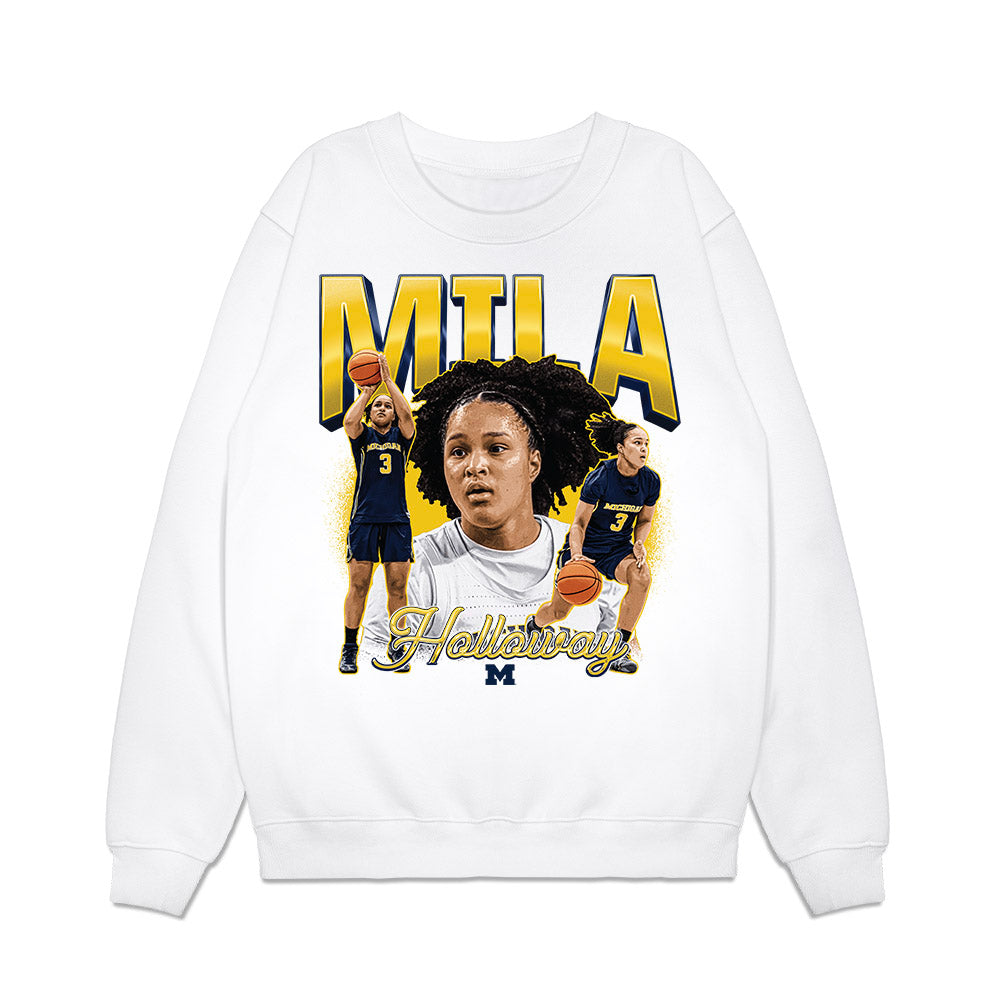 Michigan - NCAA Women's Basketball : Mila Holloway - Collage Premium Crewneck Sweatshirt-0