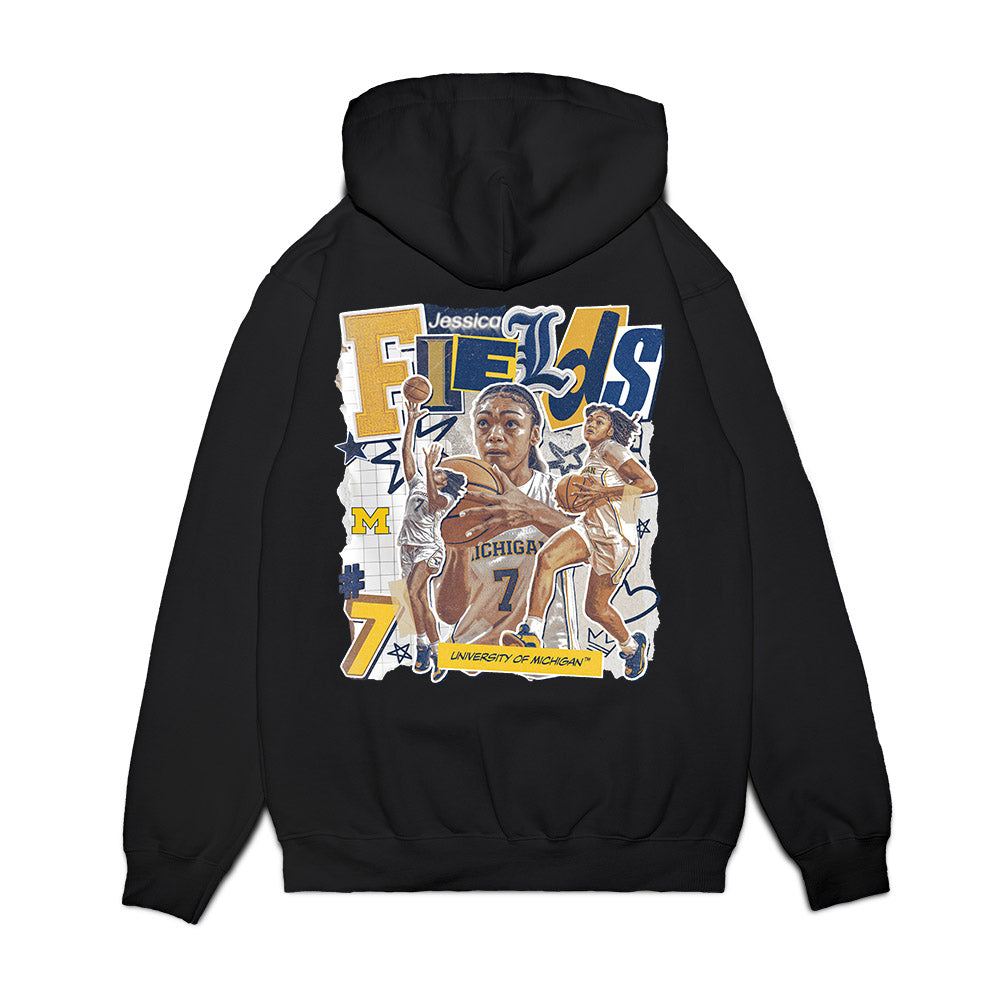 Michigan - NCAA Women's Basketball : Jessica Fields - Collage Premium Hooded Sweatshirt-1