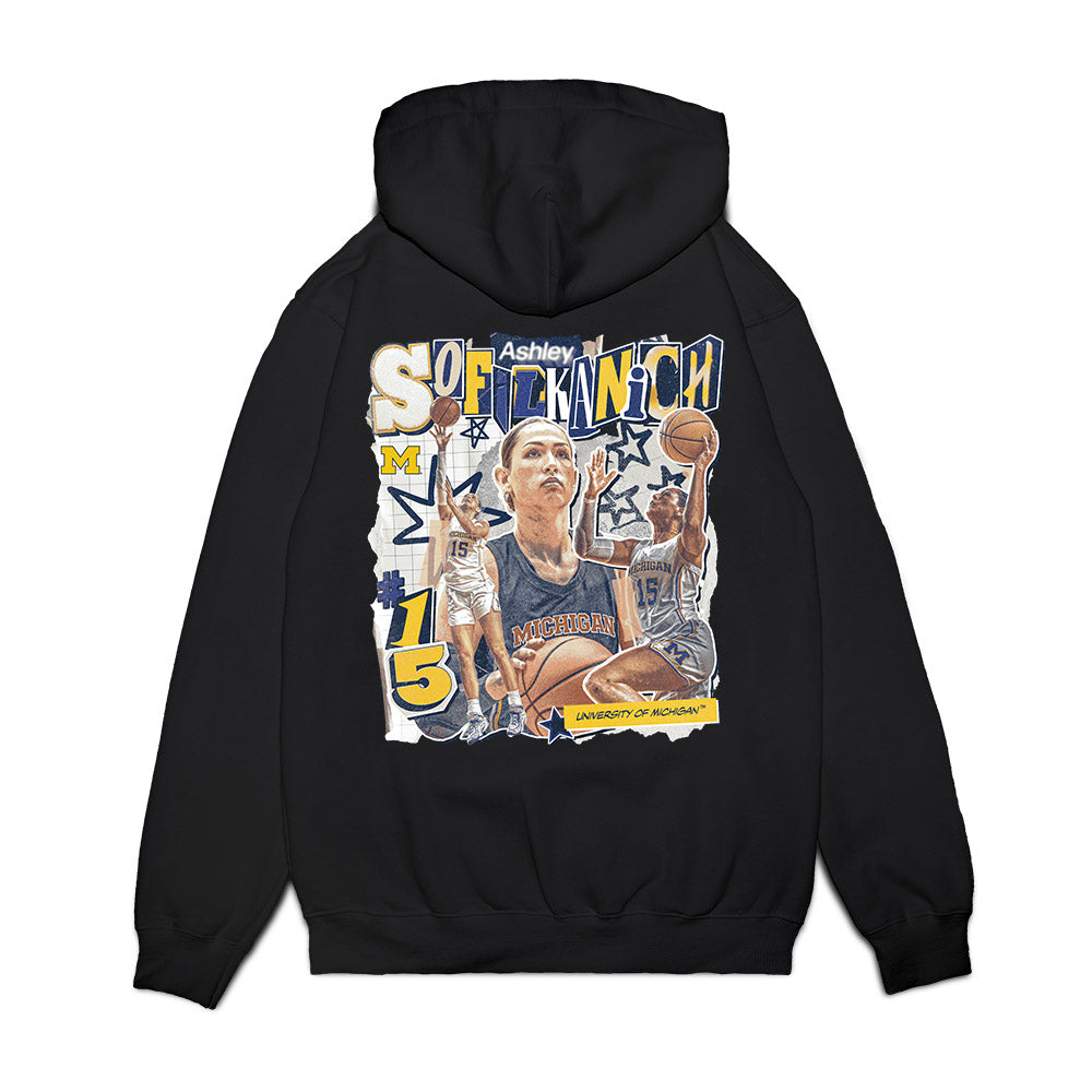 Michigan - NCAA Women's Basketball : Ashley Sofilkanich - Collage Premium Hooded Sweatshirt-1