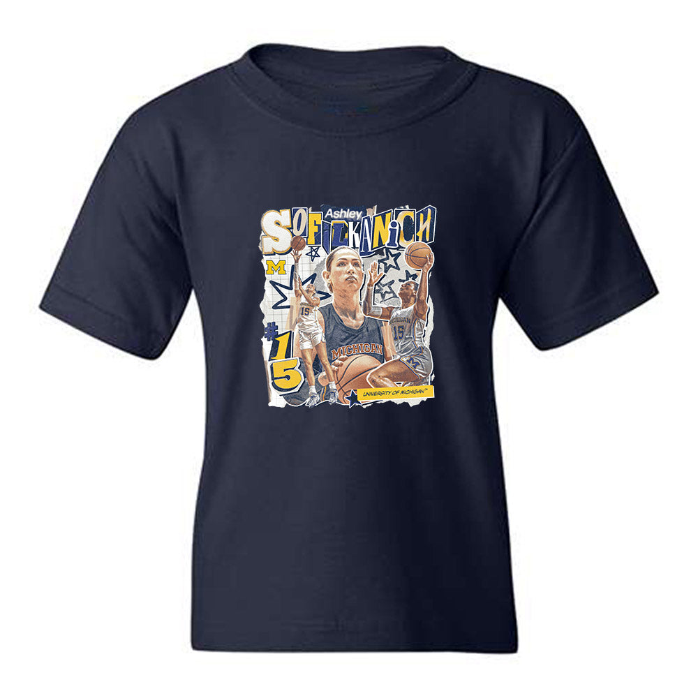Michigan - NCAA Women's Basketball : Ashley Sofilkanich - Collage Youth T-Shirt-0