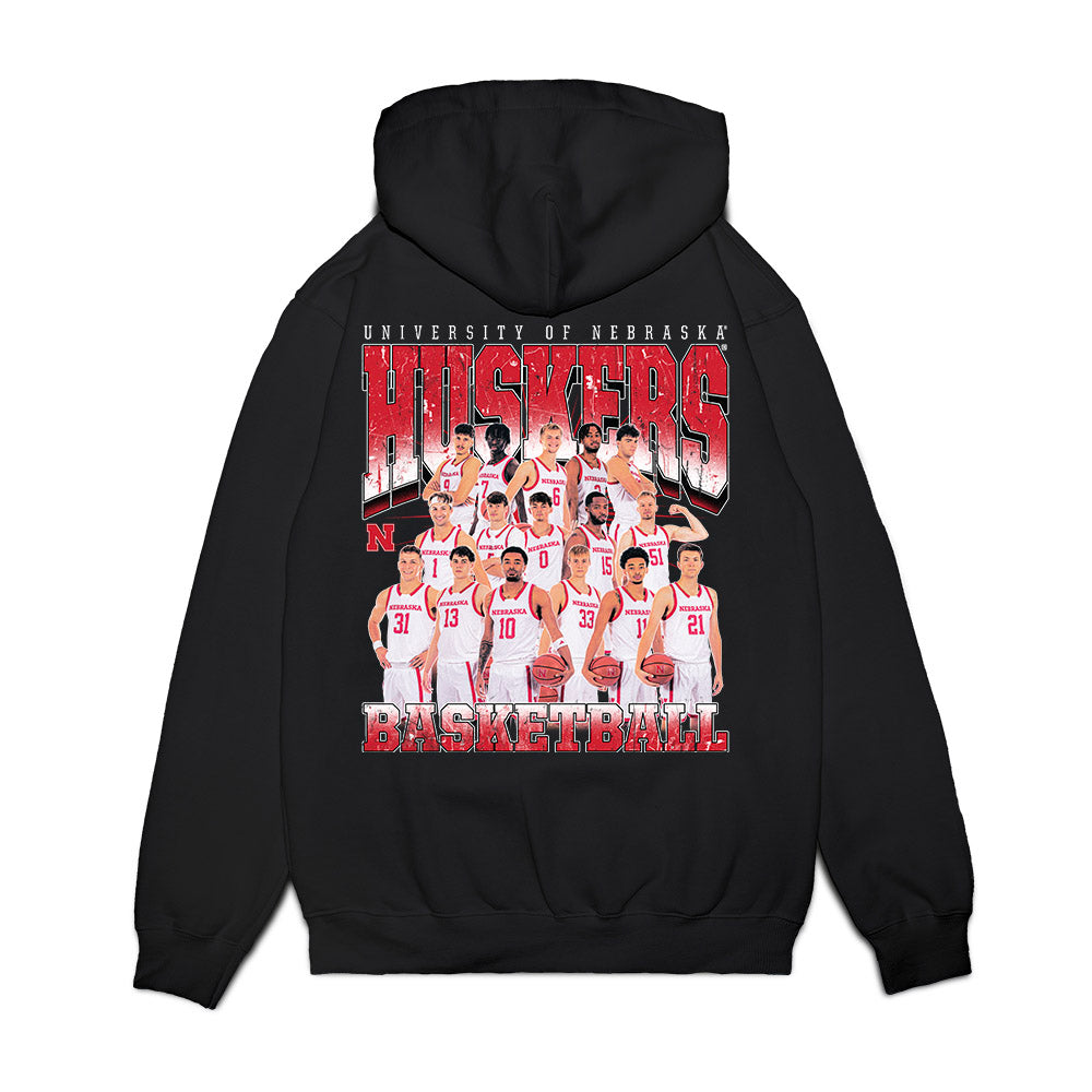 Nebraska - NCAA Men's Basketball : - Team Collage Premium Hooded Sweatshirt-1