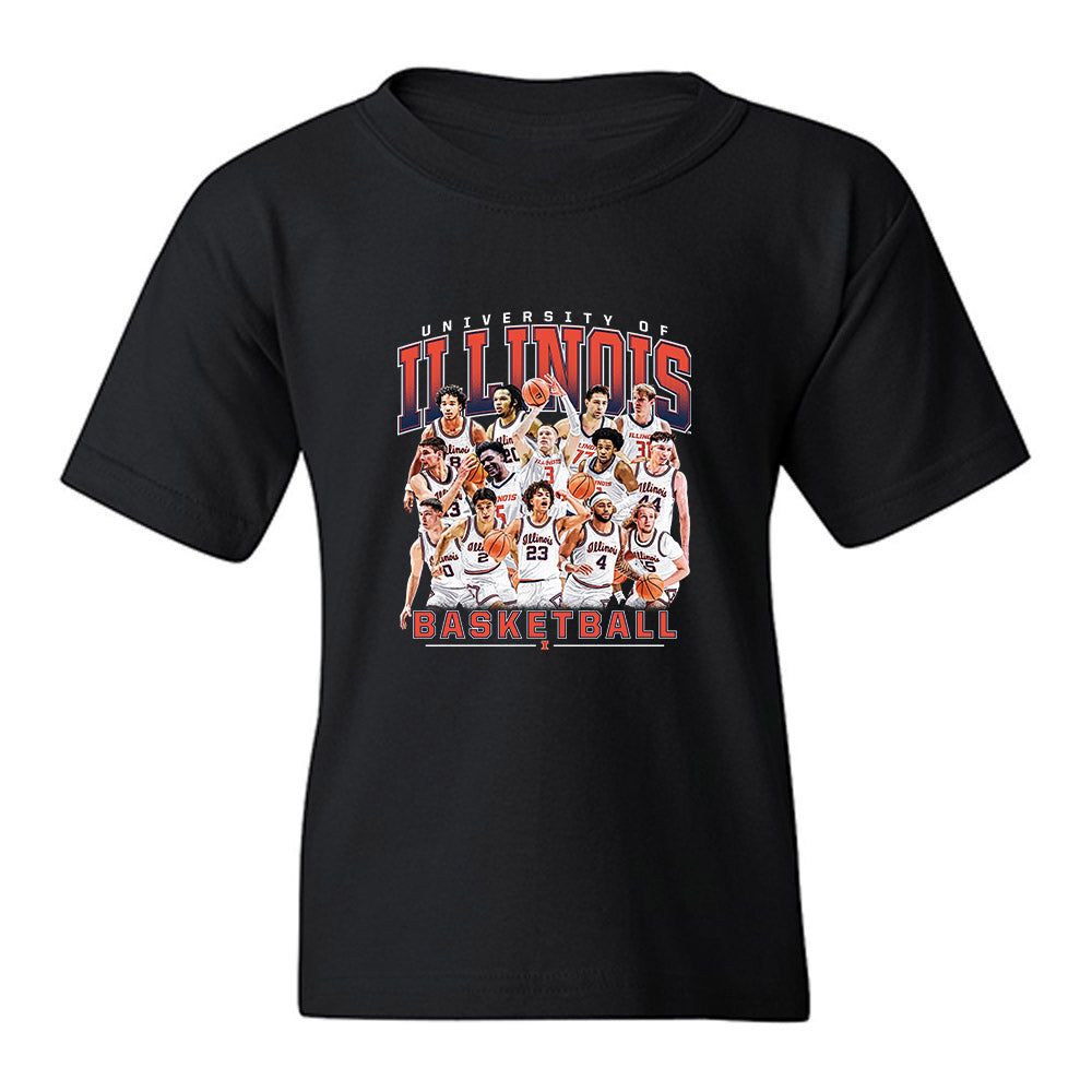 Illinois - NCAA Men's Basketball : - Team Collage Youth T-Shirt-0
