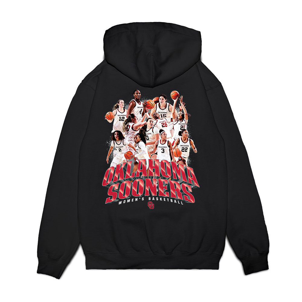 Oklahoma - NCAA Women's Basketball : 25-26 Team Collage Premium Hooded Sweatshirt-1