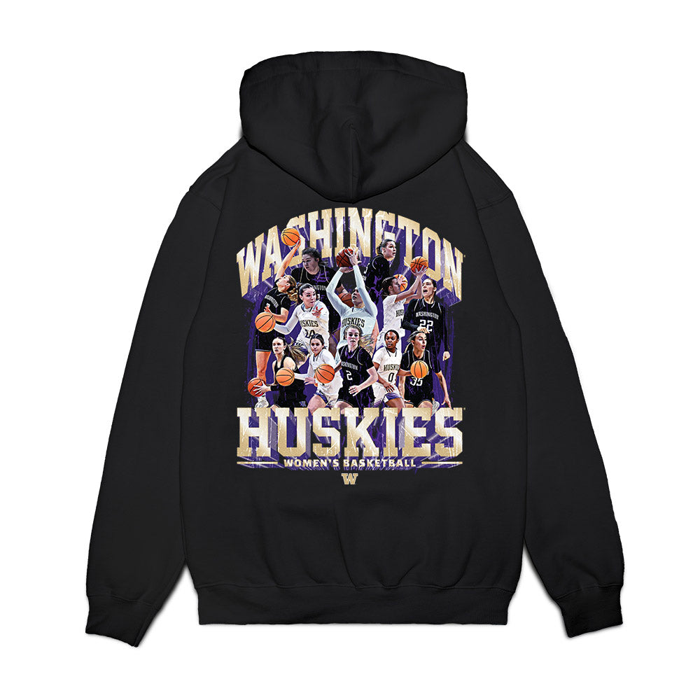 Washington - NCAA Women's Basketball : - 25-26 Team Collage Premium Hooded Sweatshirt-1