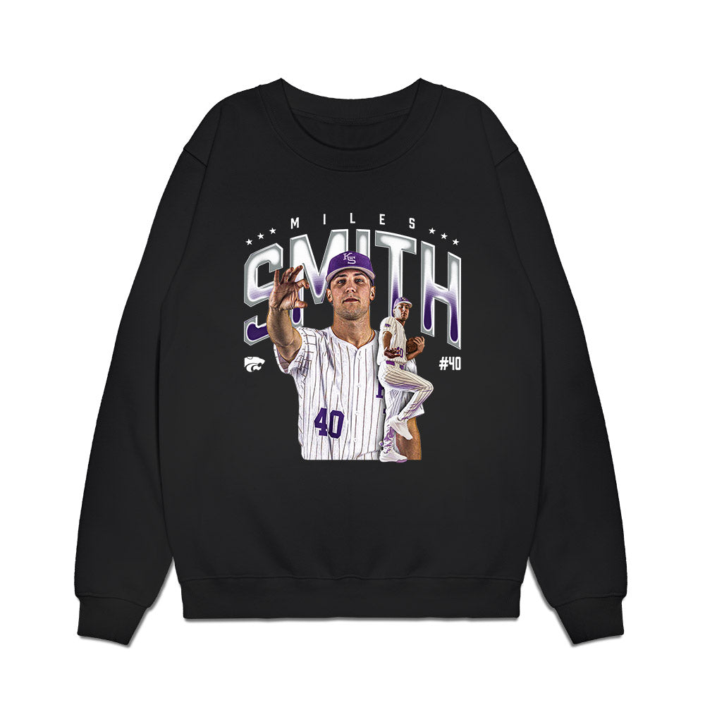 Kansas State - NCAA Baseball : Miles Smith - Caricature Premium Crewneck Sweatshirt-0