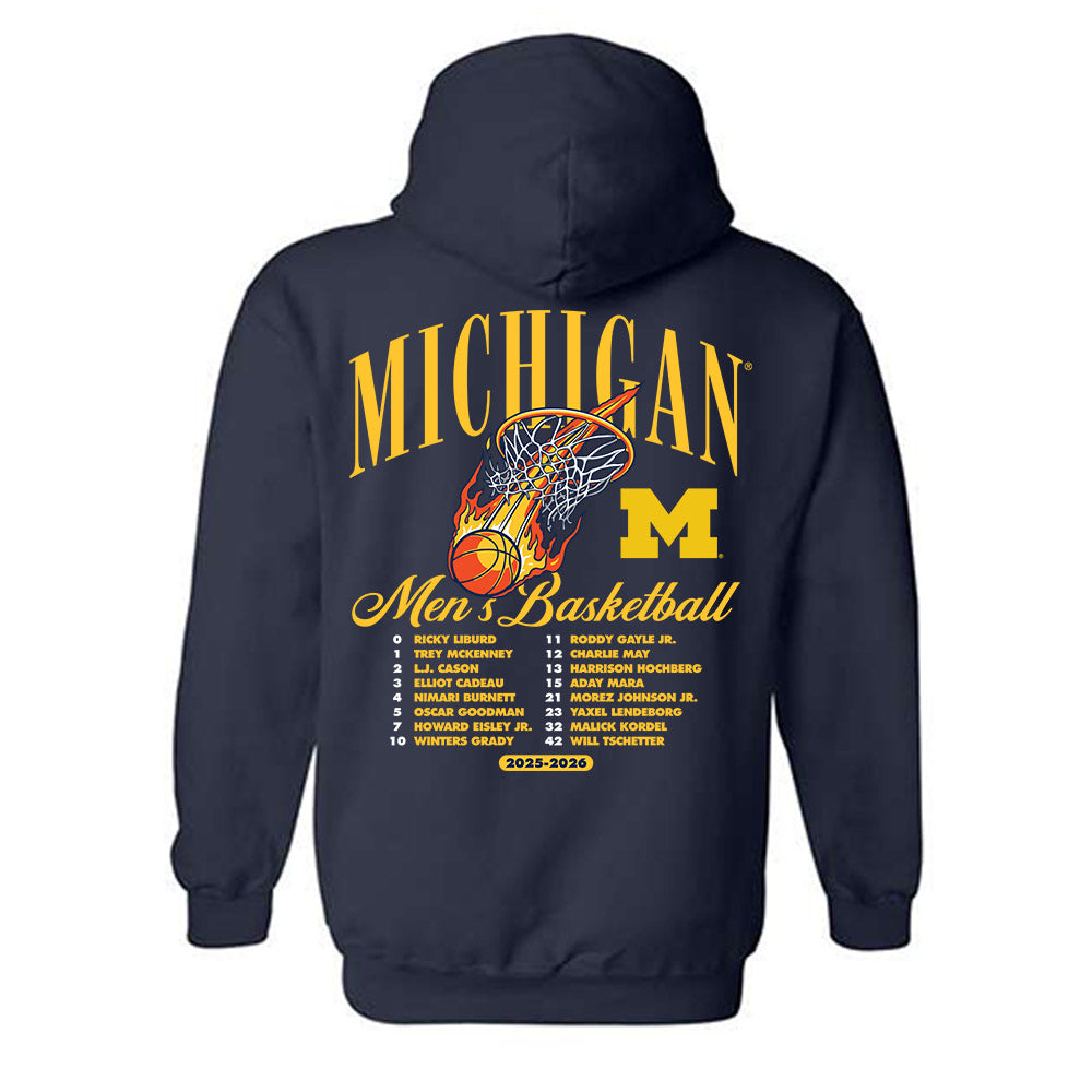 Michigan - NCAA Men's Basketball : - Roster Hooded Sweatshirt-1