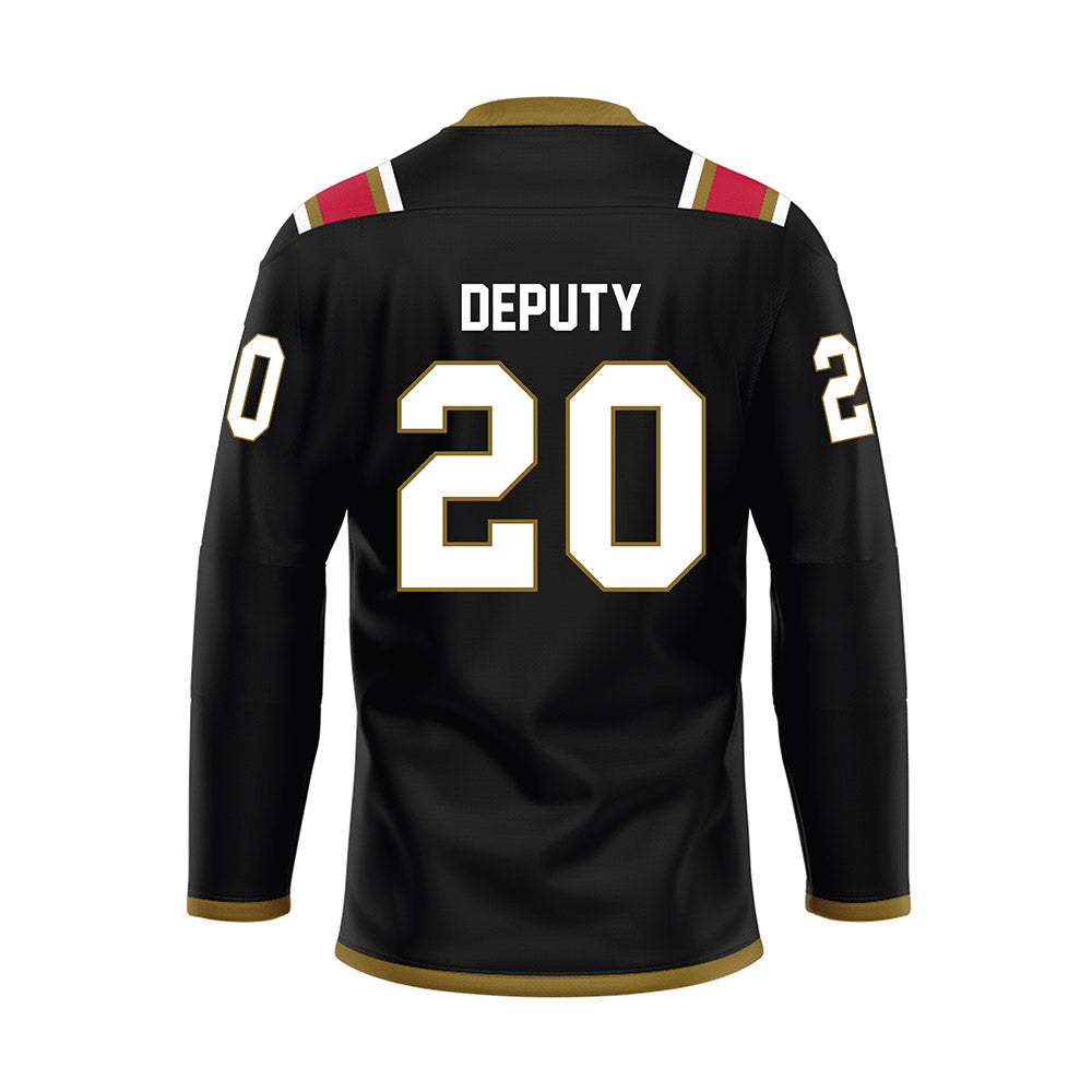 Miami of Ohio - NCAA Men's Ice Hockey : David Deputy - Black Hockey Jersey-1