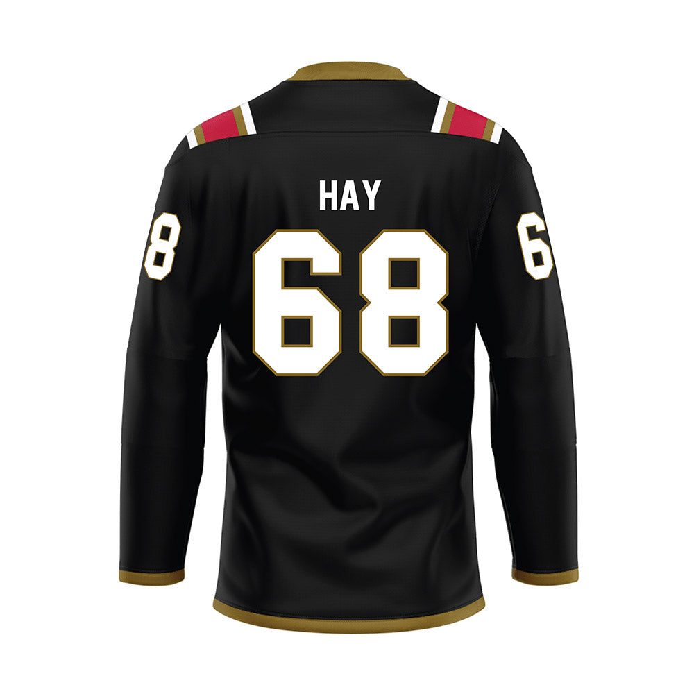 Miami of Ohio - NCAA Men's Ice Hockey : Ethan Hay - Black Hockey Jersey-1