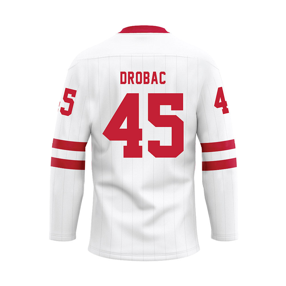Miami of Ohio - NCAA Men's Ice Hockey : Matteo Drobac - White Hockey Jersey-1