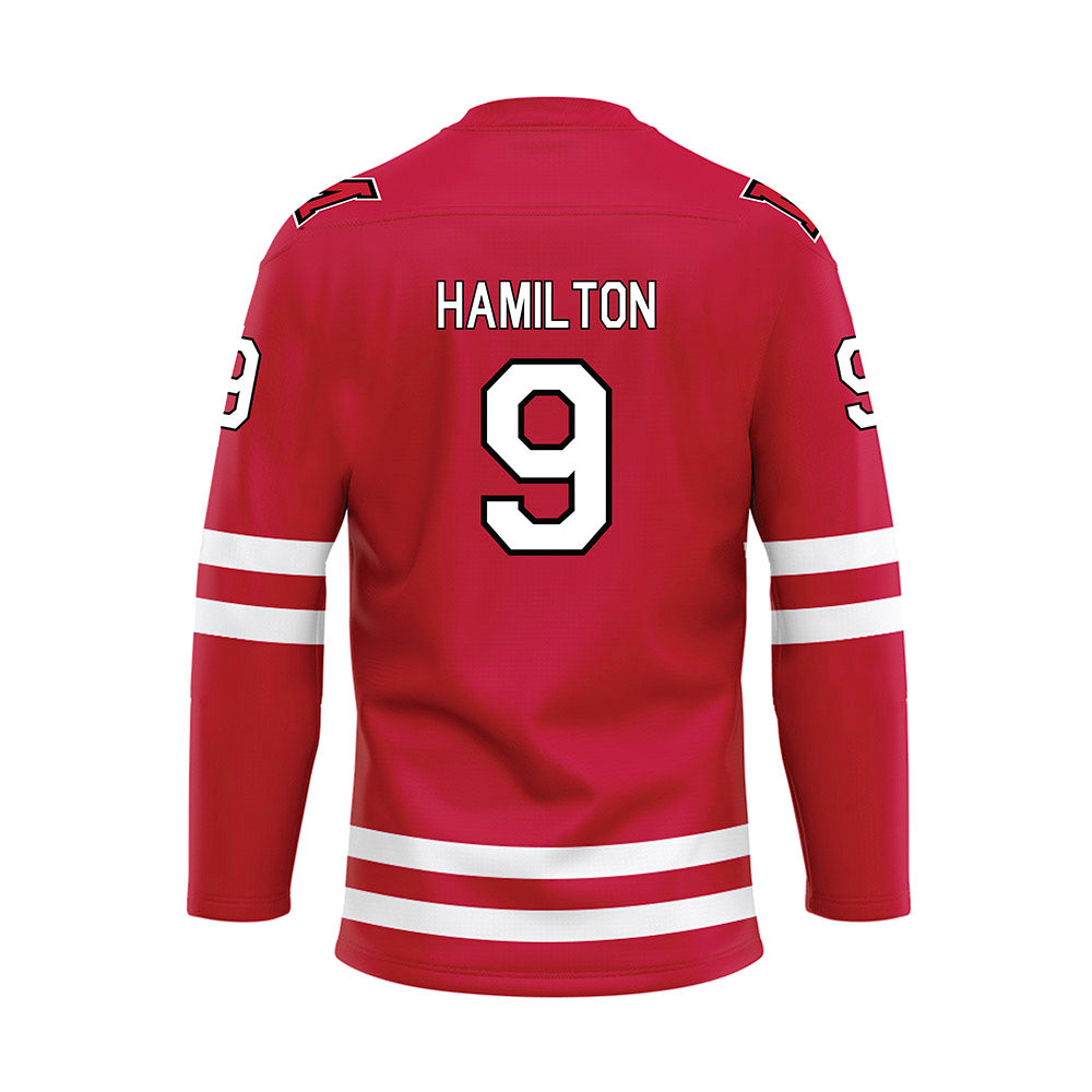 Miami of Ohio - NCAA Men's Ice Hockey : Jack Hamilton - Red Hockey Jersey-1