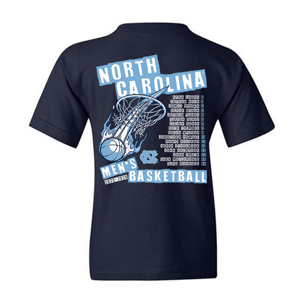 UNC - NCAA Men's Basketball : - Roster List Youth T-Shirt-1