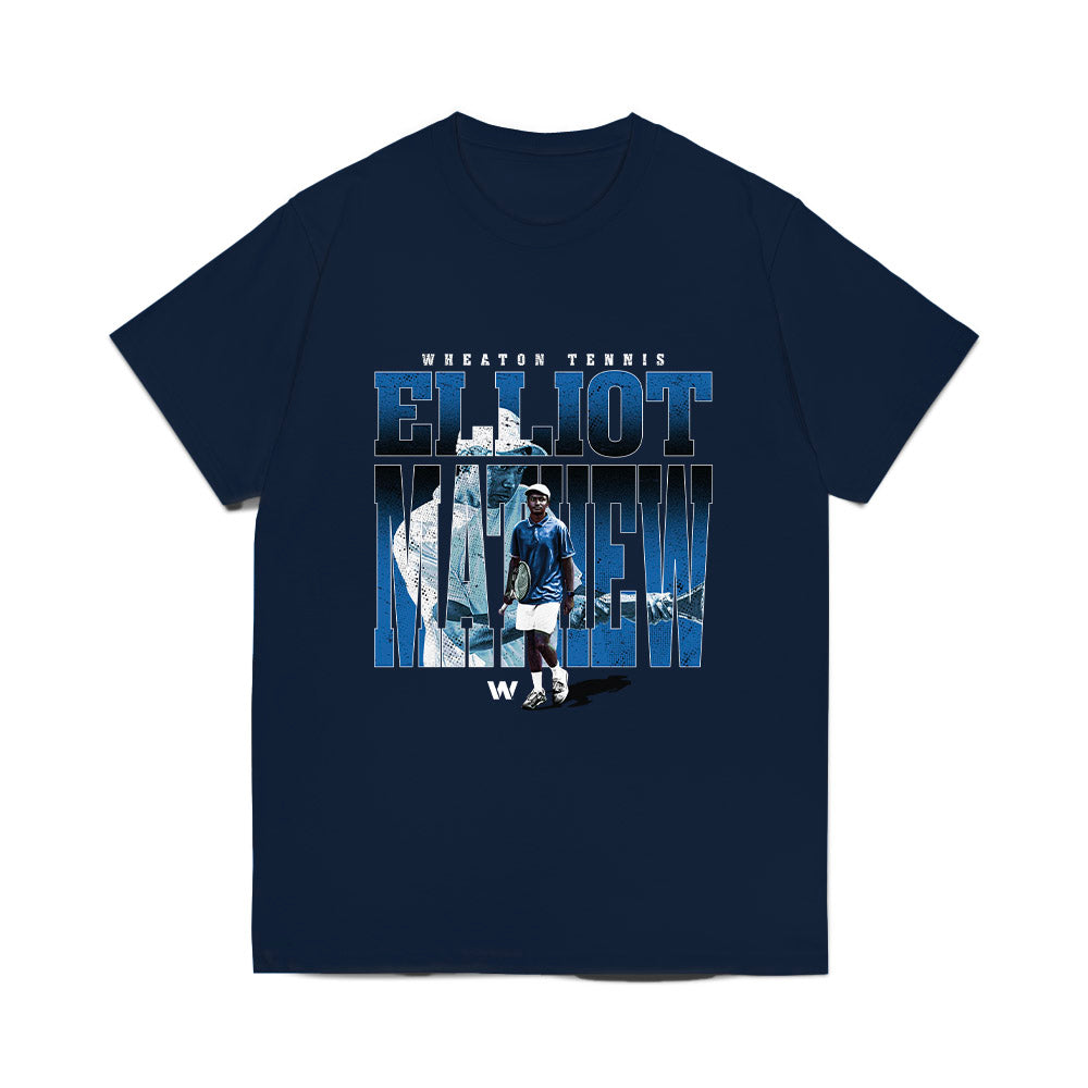 - Wheaton College (Massachusetts) - NCAA Mens Tennis : Elliot Mathew - Collage Comfort Colors T-Shirt-0