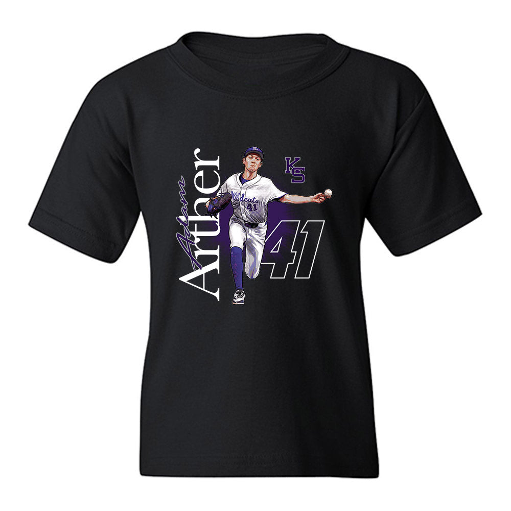 Kansas State - NCAA Baseball : Adam Arther - Caricature Youth T-Shirt-0